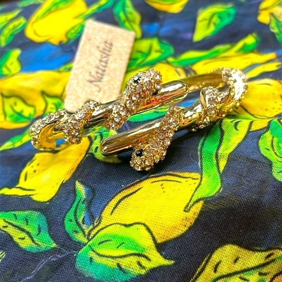 Brand New Natasha Gold Tone Rhinestone Snake Wrap Hinge Bracelet Cuff Bangle - Picture 4 of 16